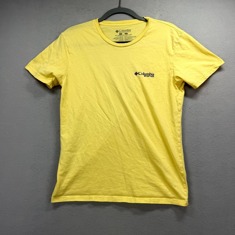 Columbia PFG T-Shirt Men Medium Yellow Performance Fishing Gear Everyday Classic